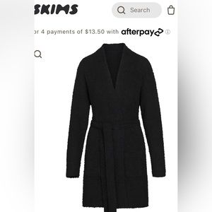 Skims Cozy Knit Short Robe Onyx - L/XL